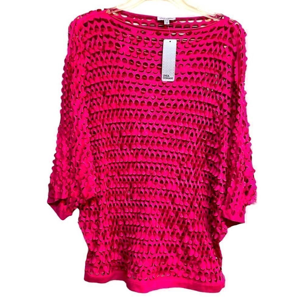 LINEA DOMANI Faux Suede Pink Eyelet Top Size XL
